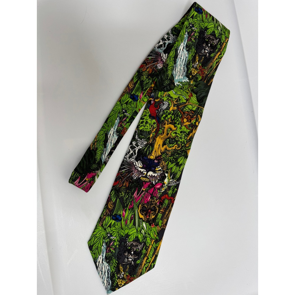 Zippo 1995 Mysteries of the‎ Forest Silk Mens Tie Jungle Animals Waterfall